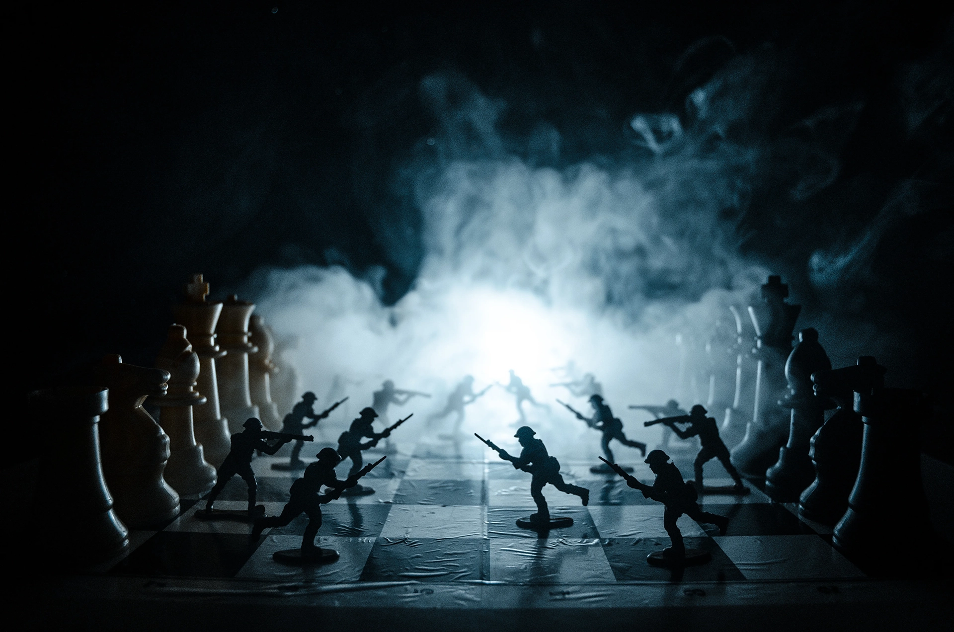 Army chessboard wwi blue black background